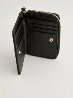 Black Midi Zip Around Purse