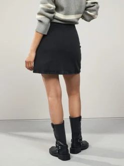 Black Mini Denim Skirt