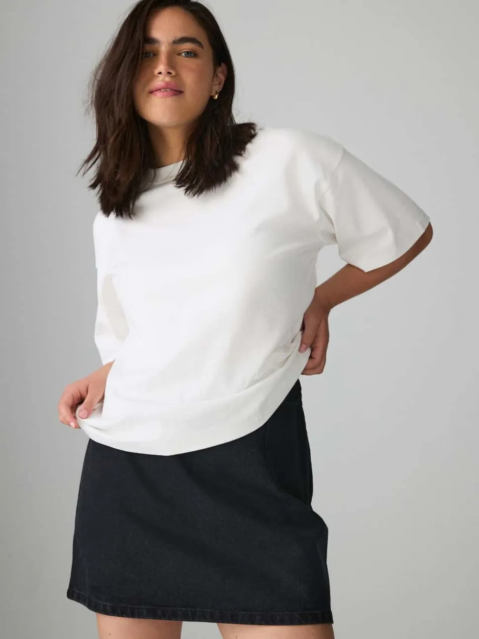 Black Mini Hourglass Denim Skirt