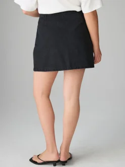 Black Mini Hourglass Denim Skirt