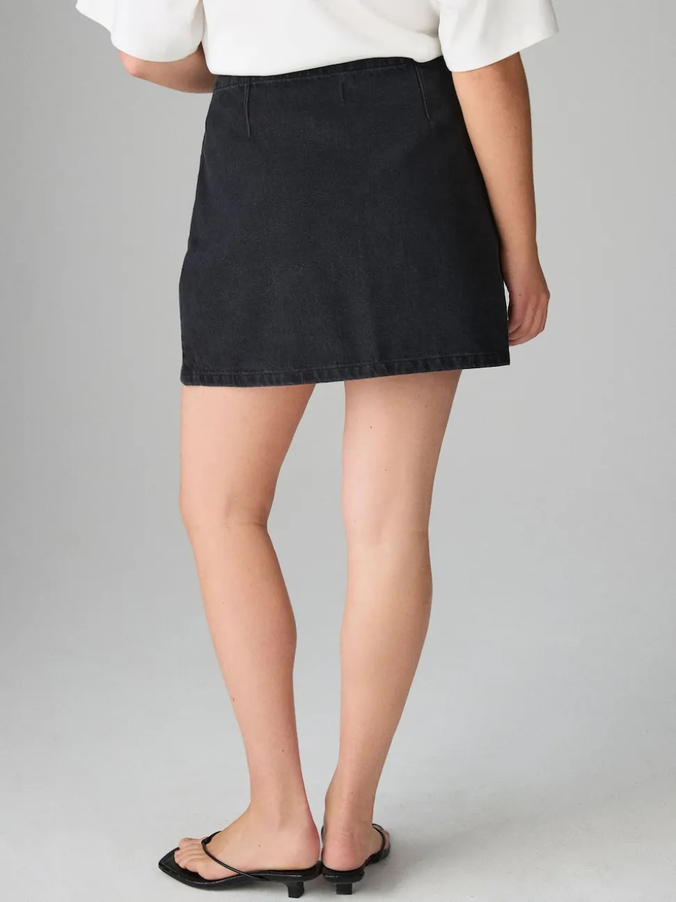 Black Mini Hourglass Denim Skirt