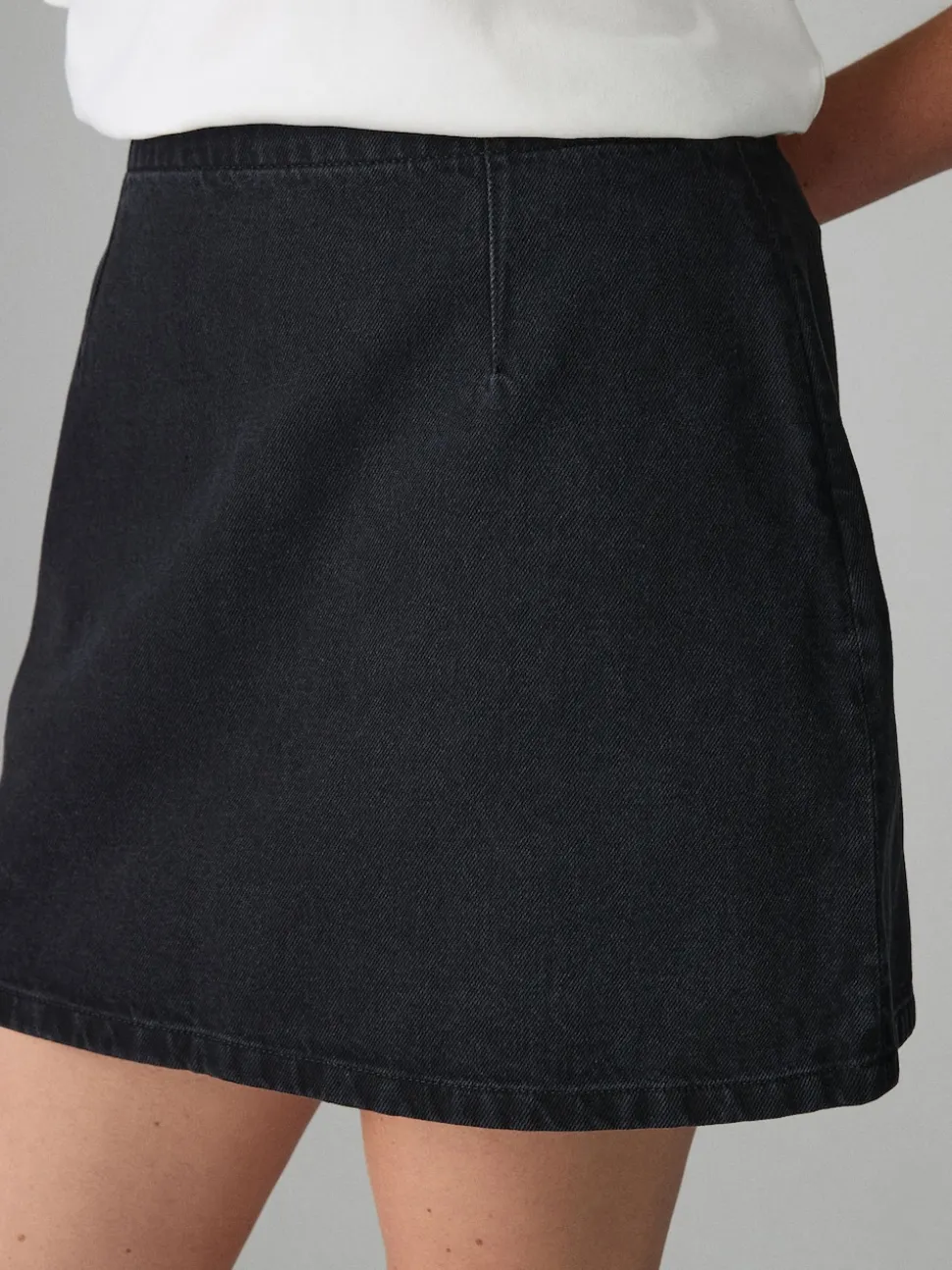 Black Mini Hourglass Denim Skirt