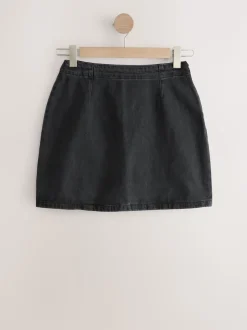 Black Mini Hourglass Denim Skirt