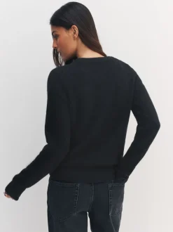 Black Music Cassette Long Sleeve Crew Neck Jumper With Wool
