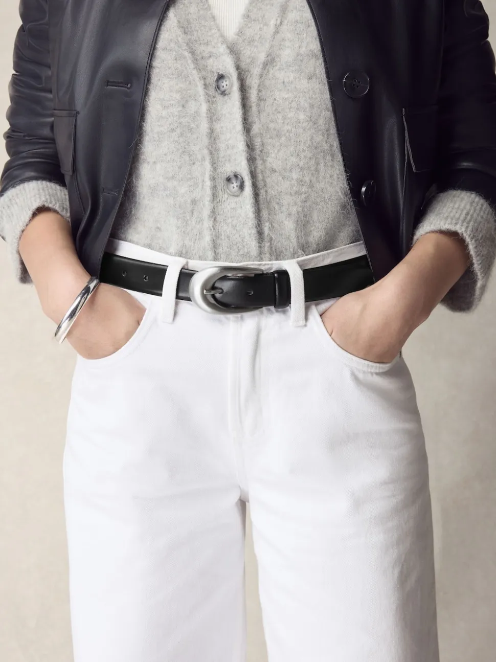 Black N. Premium Made In Italy Curve Buckle Leather Belt