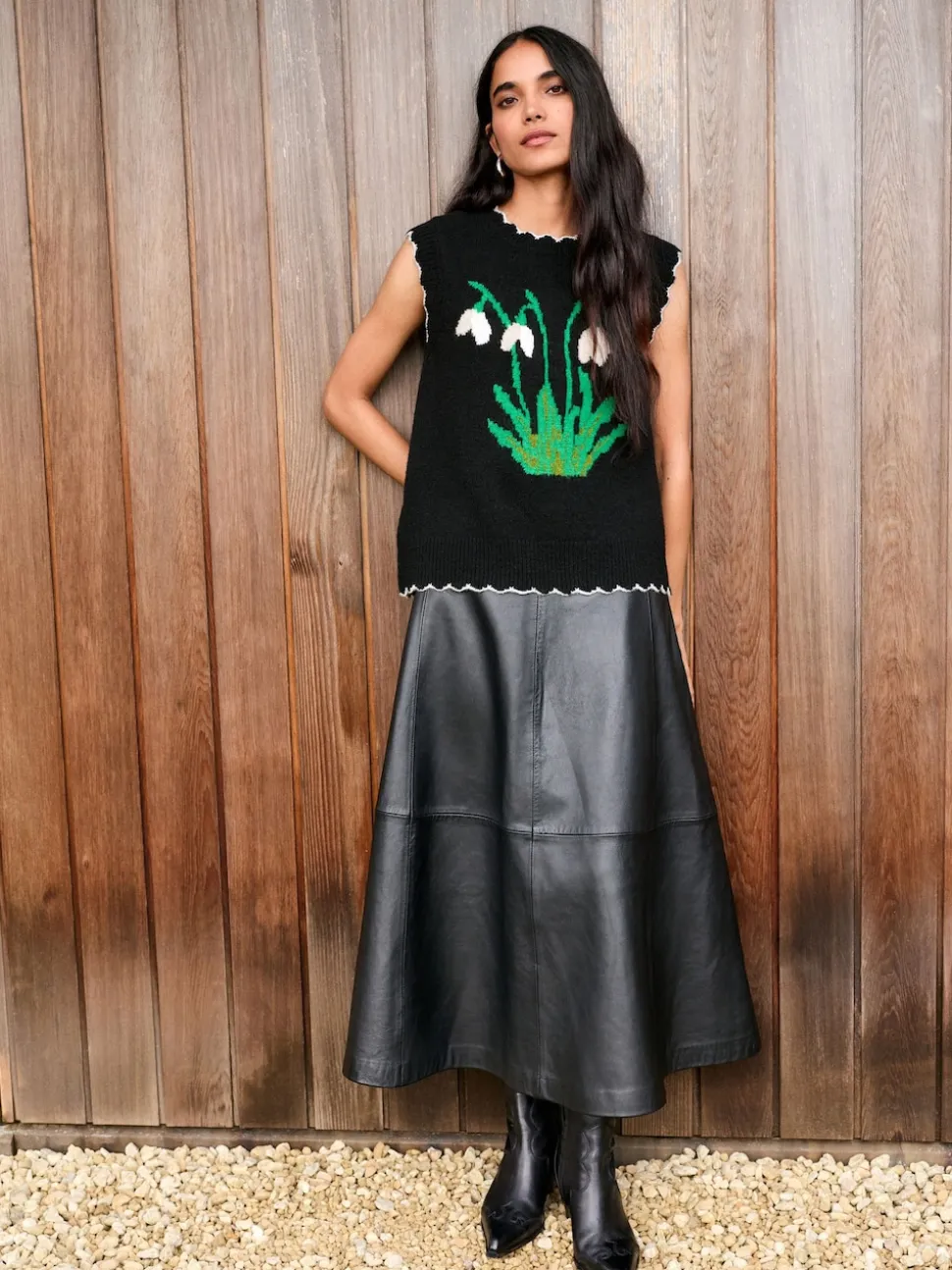 Black N. Premium Real Leather Skirt