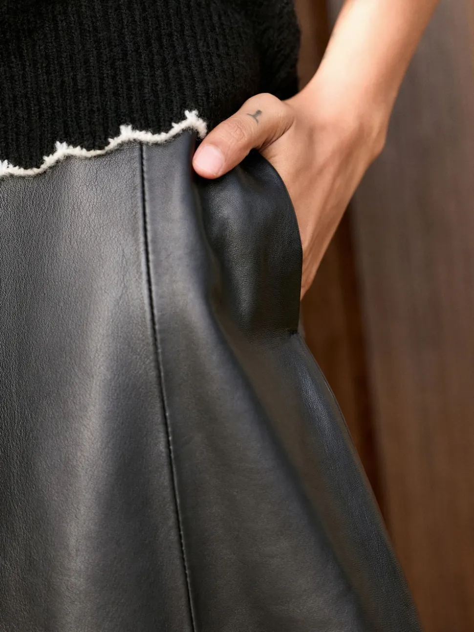 Black N. Premium Real Leather Skirt