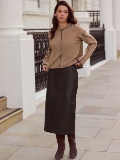 Black N. Premium Real Leather Pencil Skirt