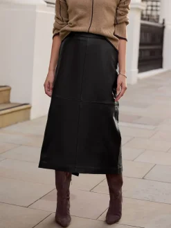 Black N. Premium Real Leather Pencil Skirt