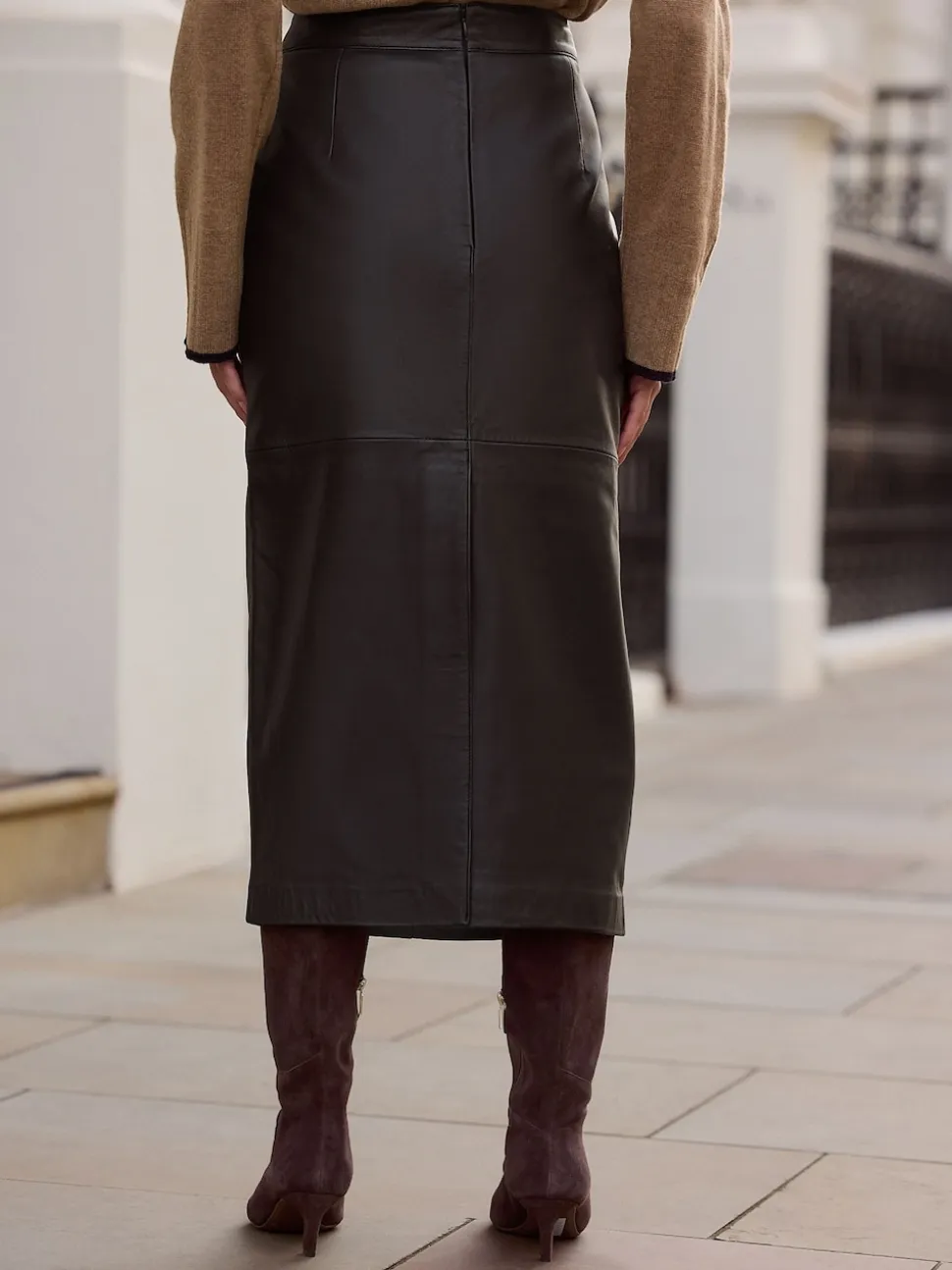 Black N. Premium Real Leather Pencil Skirt