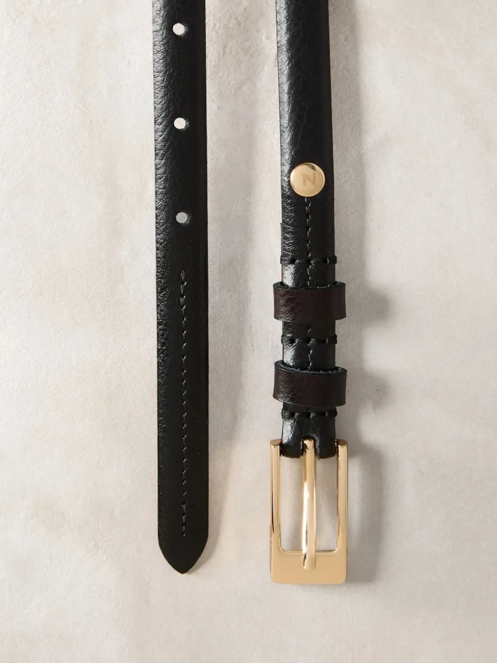 Black N. Premium Skinny Made In Italy Leather Belt