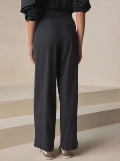 Black N. Premium Wide Leg Tailored Jersey Trousers