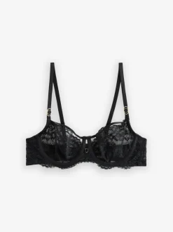 Black Non Pad Balcony A-E Lace Bra
