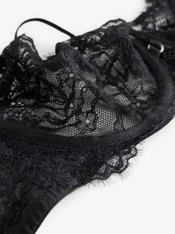 Black Non Pad Balcony A-E Lace Bra