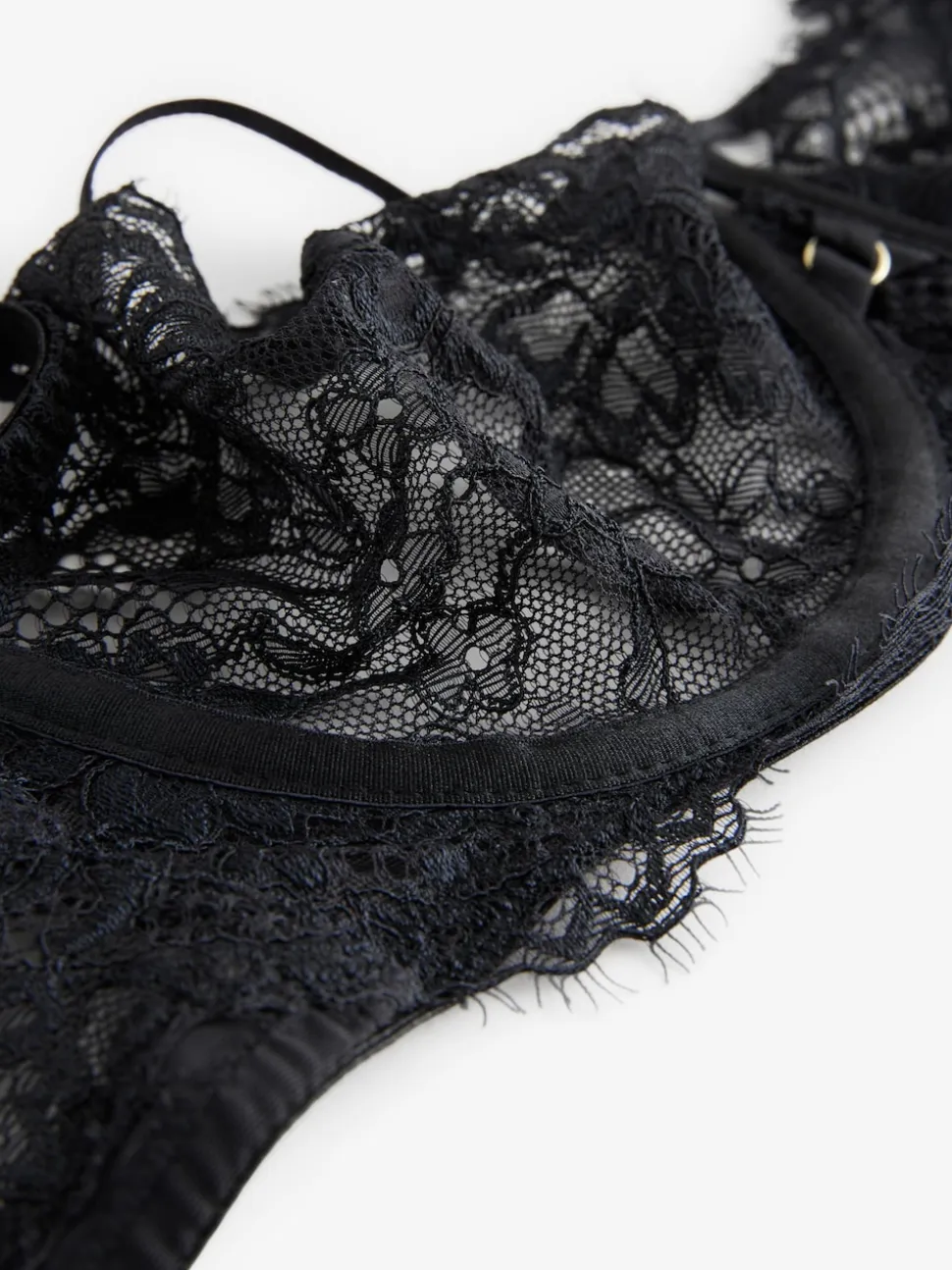 Black Non Pad Balcony A-E Lace Bra