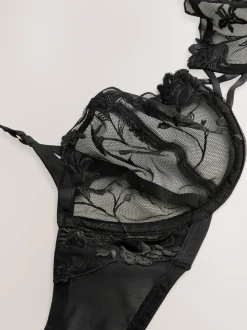 Black Non Pad Balcony Premium Embroidery Bra