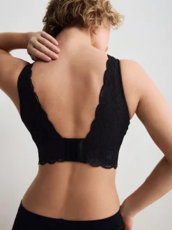 Black Non Pad Non Wire Total Support Lace Bra