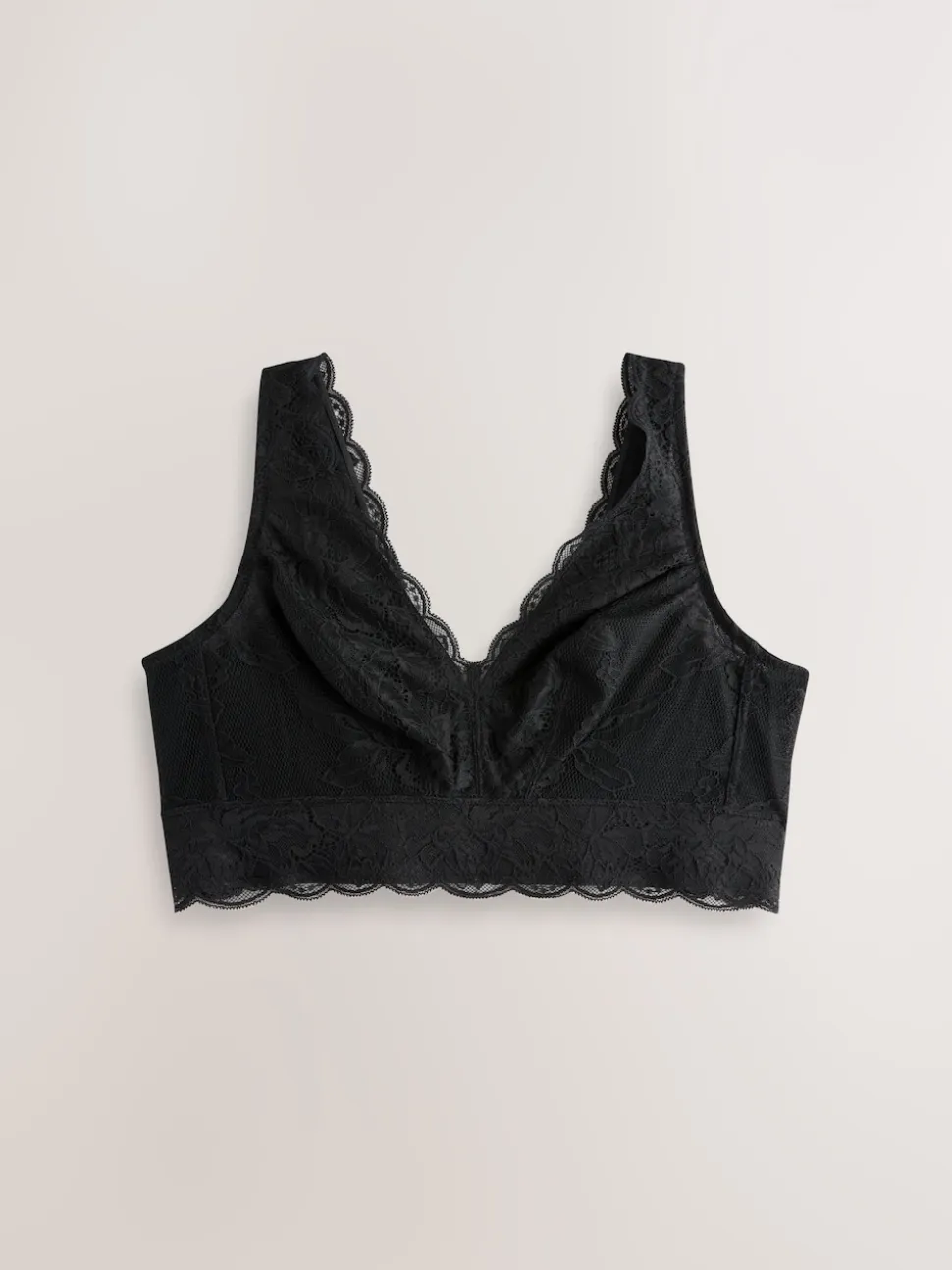 Black Non Pad Non Wire Total Support Lace Bra