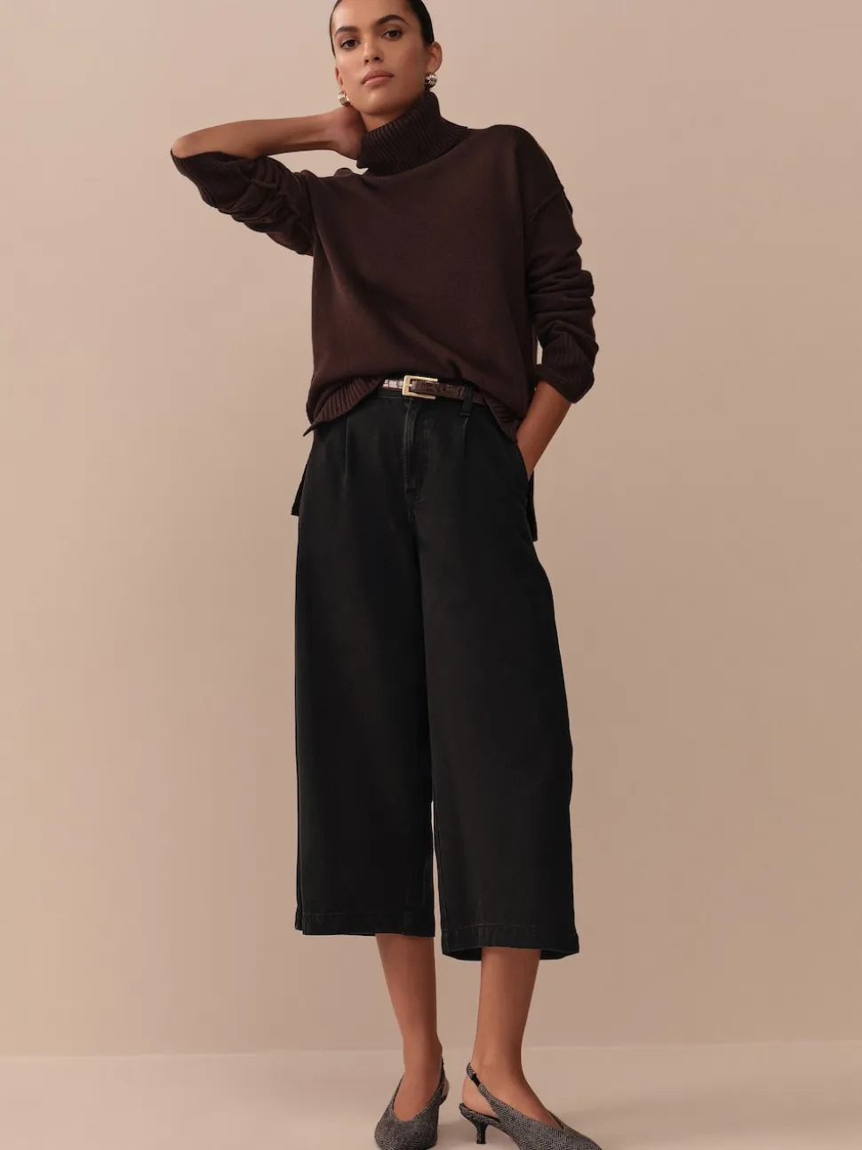 Black N.Premium High Rise Culotte Jeans