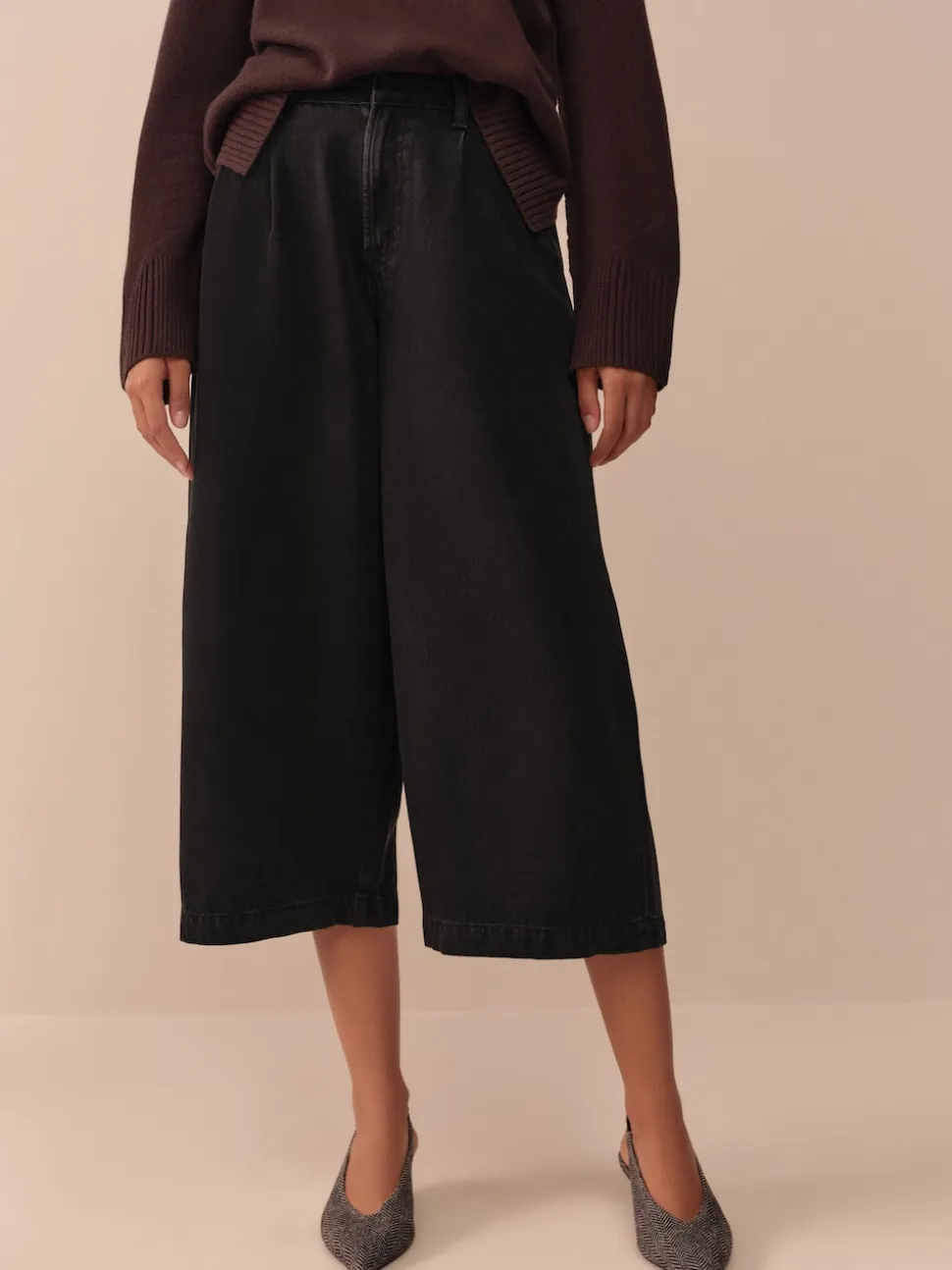 Black N.Premium High Rise Culotte Jeans