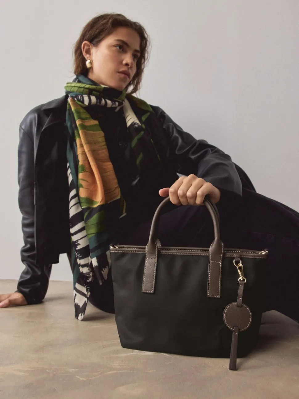 Black Nylon Cross-Body Bag