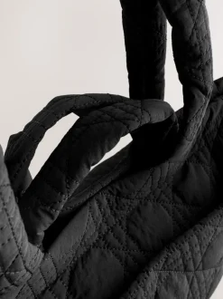 Black Nylon Quilted Shoulder Bag