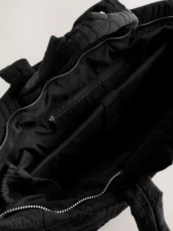 Black Nylon Quilted Shoulder Bag