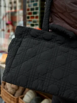 Black Nylon Quilted Shoulder Bag