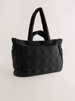 Black Nylon Quilted Shoulder Bag