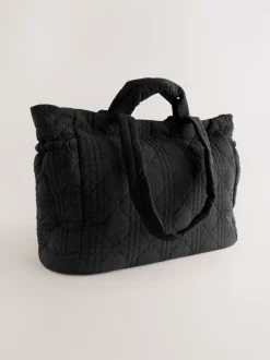 Black Nylon Quilted Shoulder Bag