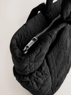 Black Nylon Quilted Shoulder Bag