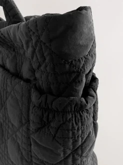 Black Nylon Quilted Shoulder Bag