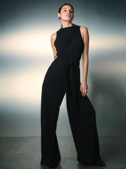 Black Occasion Cowl Neck Sleeveless Jersey Jumpsuit