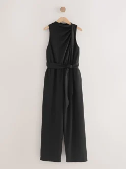 Black Occasion Cowl Neck Sleeveless Jersey Jumpsuit