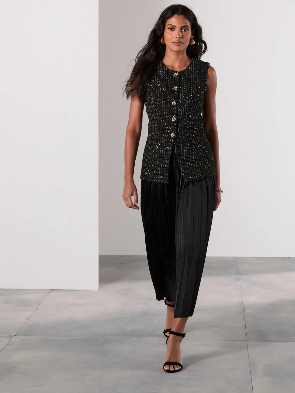 Black Occasion 2-in-1 Tweed Waistcoat Dress