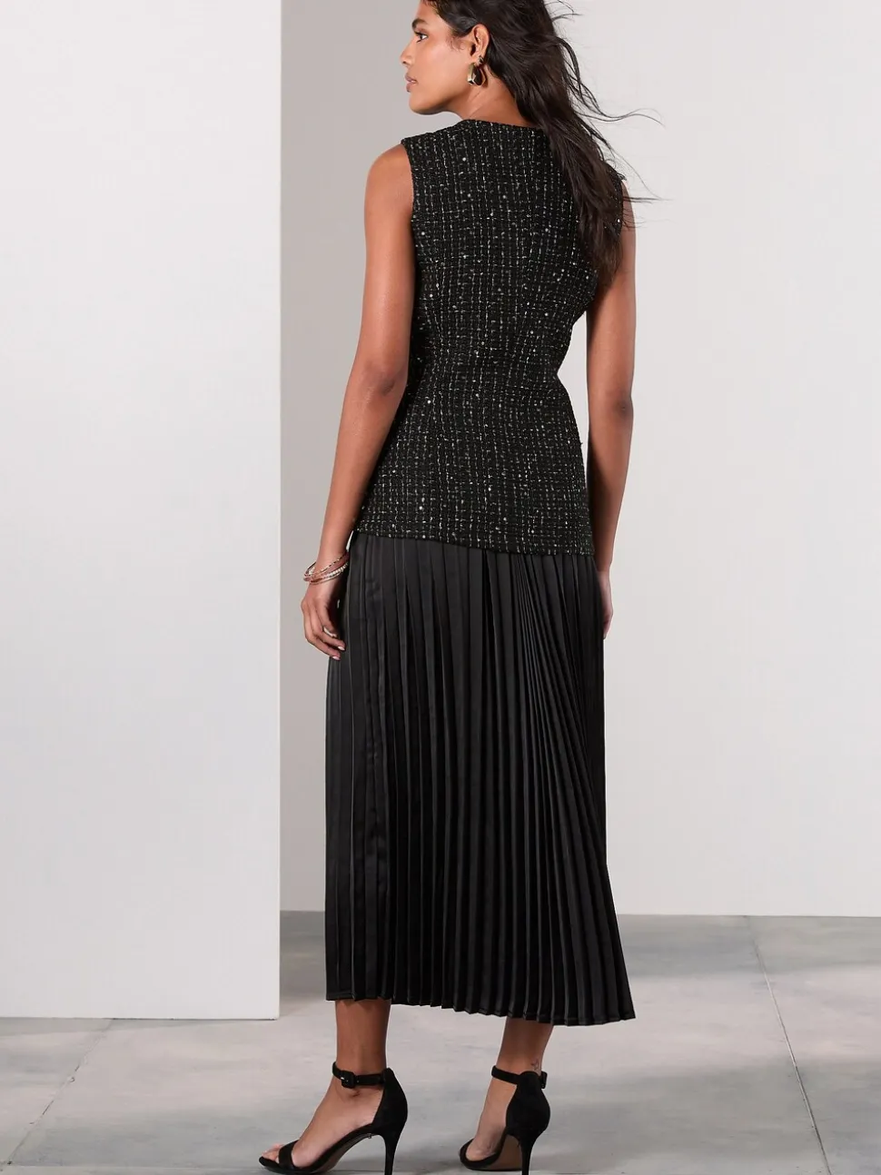 Black Occasion 2-in-1 Tweed Waistcoat Dress
