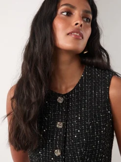Black Occasion 2-in-1 Tweed Waistcoat Dress