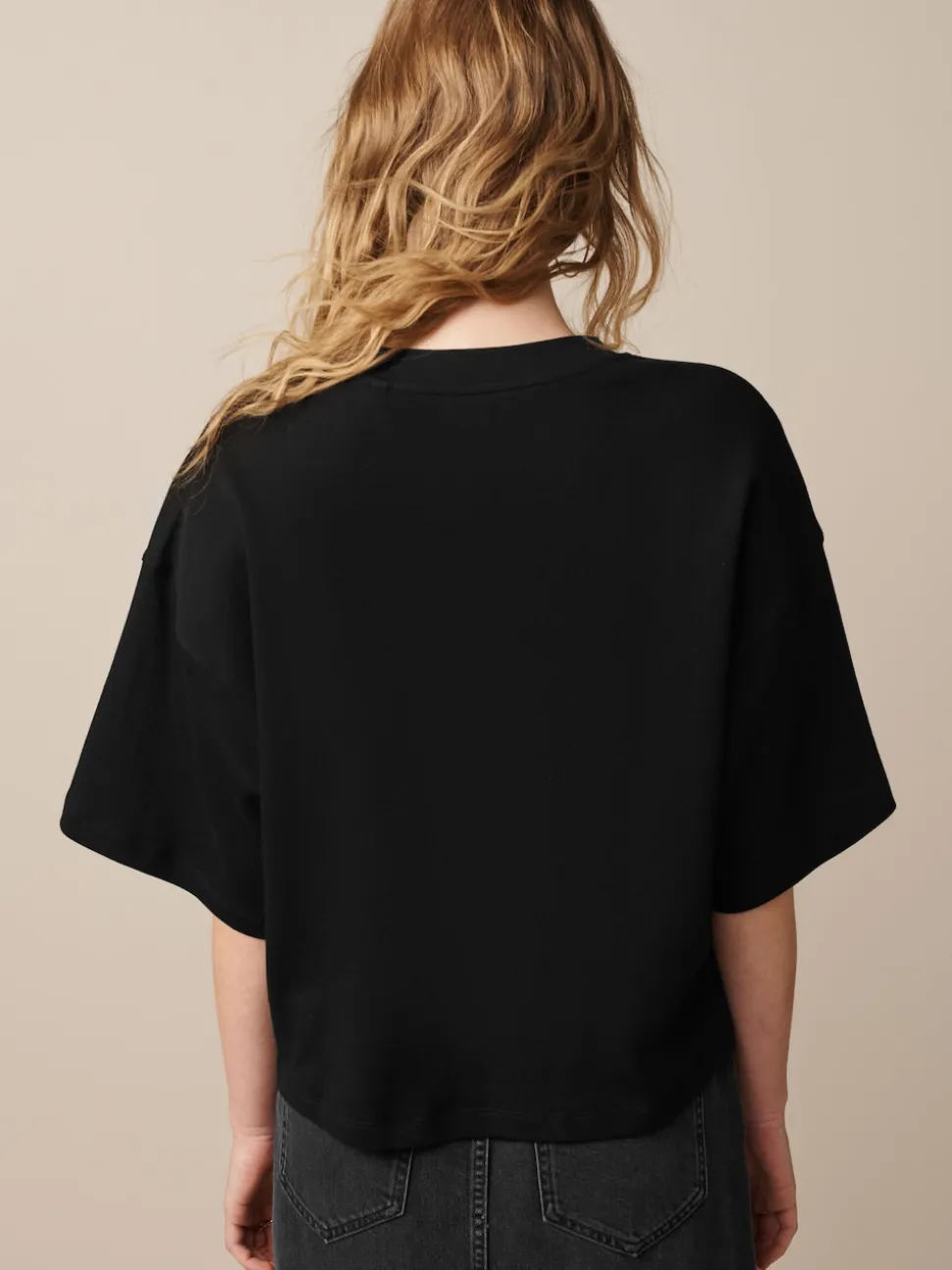 Black Oversized Relaxed Fit Boxy Heavyweight Crew Neck T-Shirt