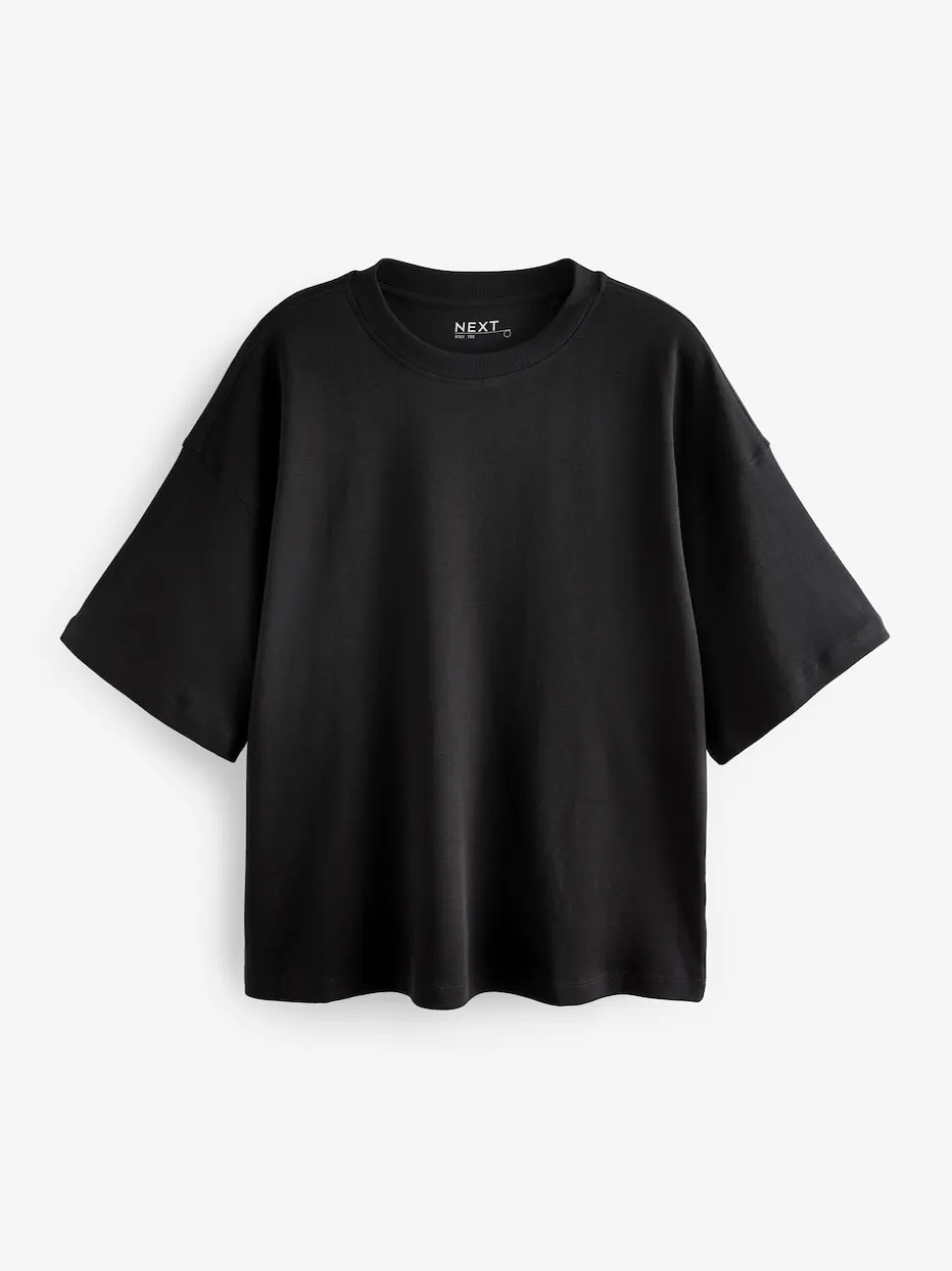 Black Oversized Relaxed Fit Boxy Heavyweight Crew Neck T-Shirt