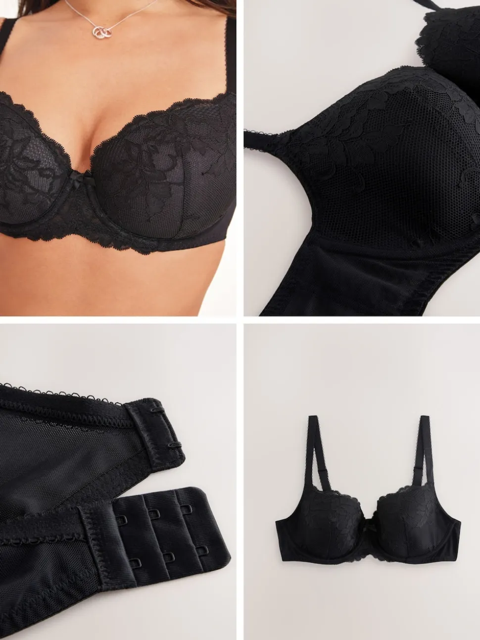 Black Pad Balcony DD+ Lace Bra