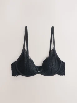 Black Pad Plunge A-E Lace Bra