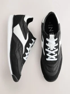Black Panel Detail Lace-Up Trainers