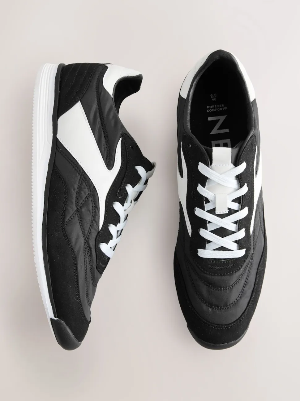 Black Panel Detail Lace-Up Trainers