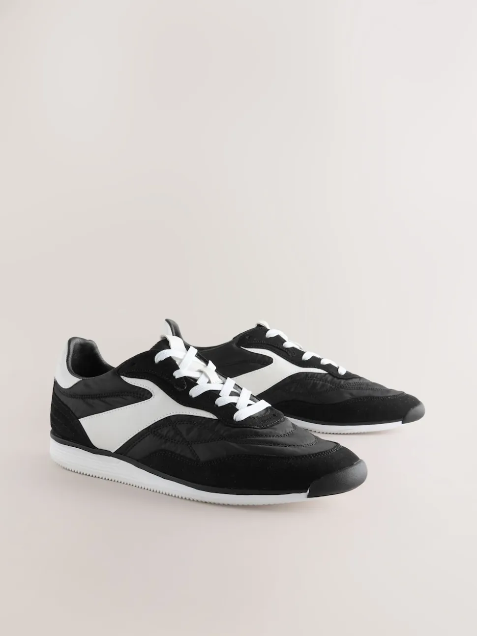 Black Panel Detail Lace-Up Trainers