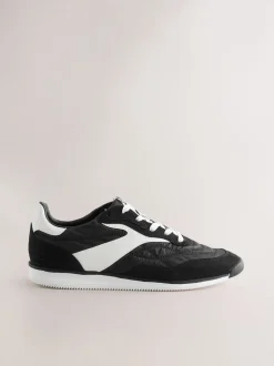 Black Panel Detail Lace-Up Trainers