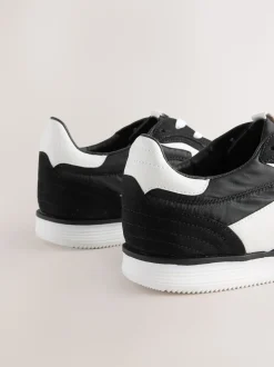 Black Panel Detail Lace-Up Trainers