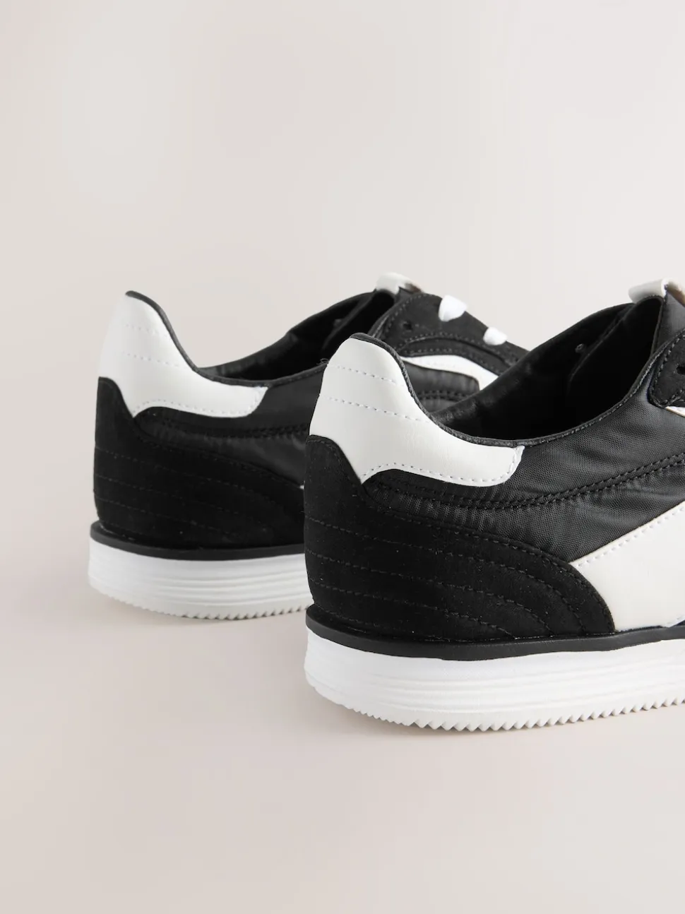 Black Panel Detail Lace-Up Trainers