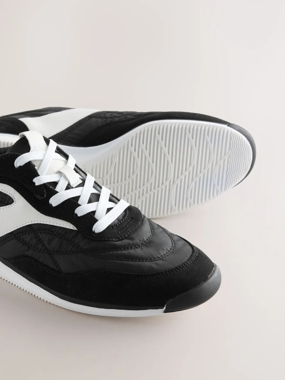 Black Panel Detail Lace-Up Trainers