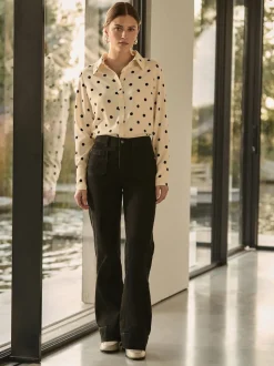 Black Patch Pocket Wide Leg Jeans