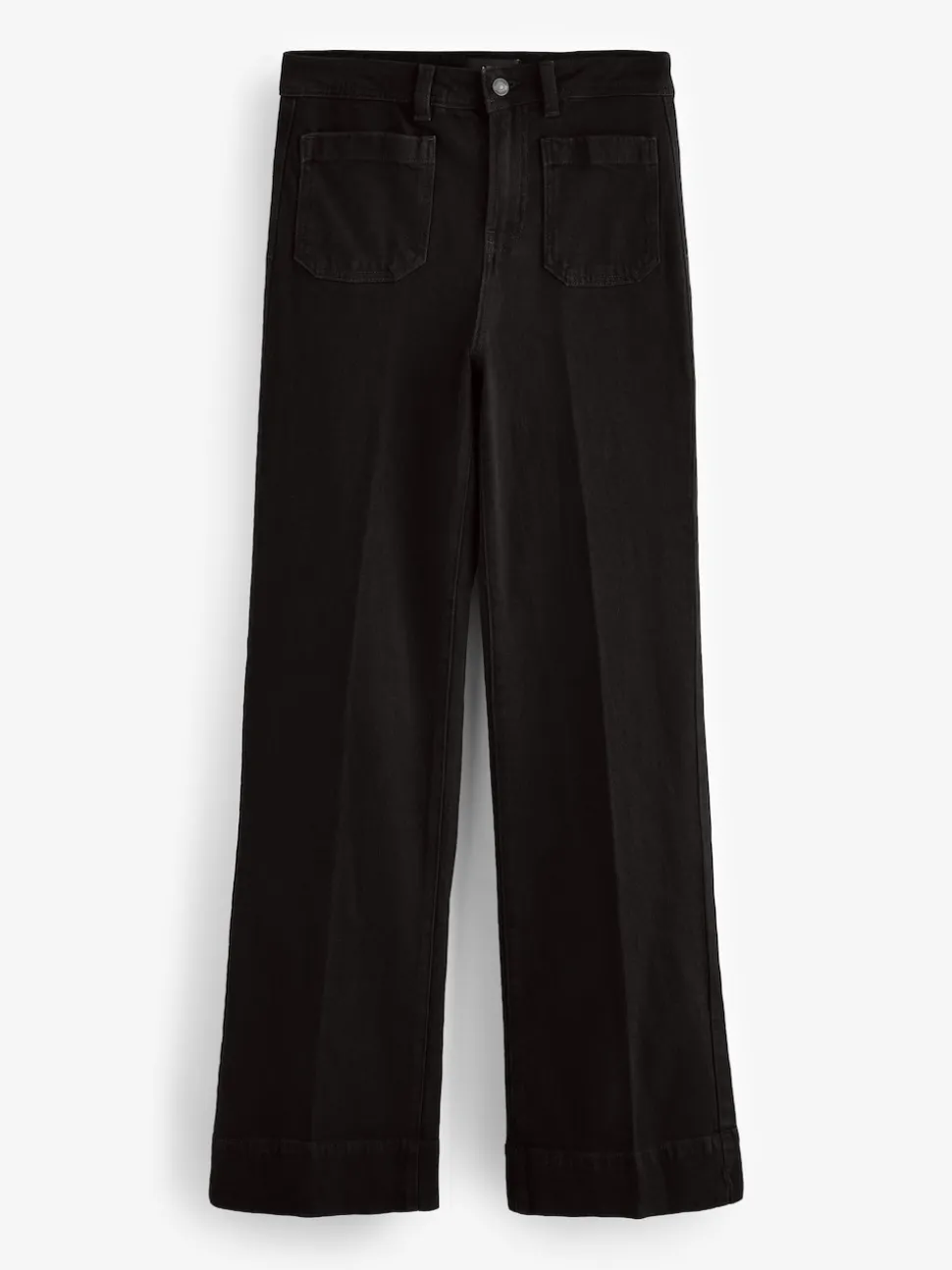 Black Patch Pocket Wide Leg Jeans